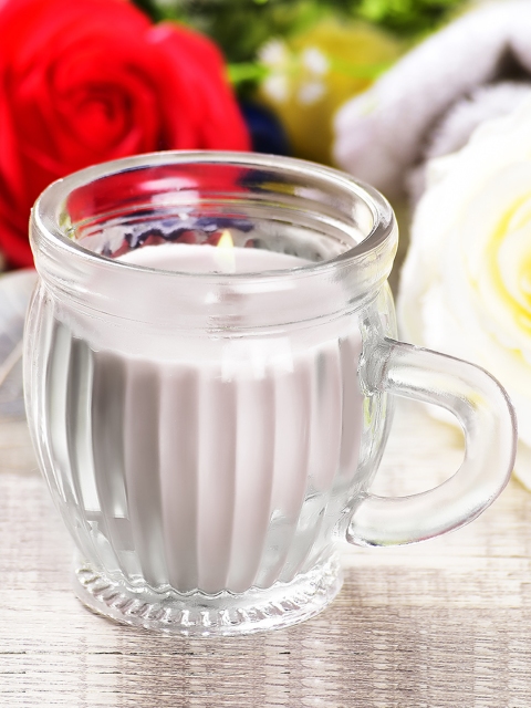 Archies Love Gifts White Scented Candle With Glass Cup