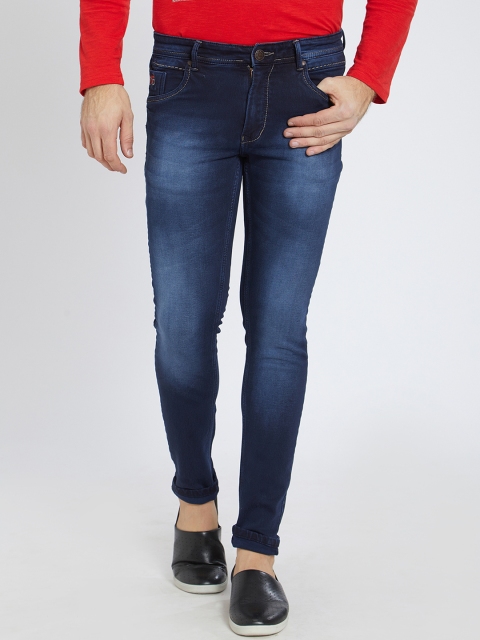 Road Rockers Men Blue Skinny Fit Low-Rise Clean Look Stretchable Jeans