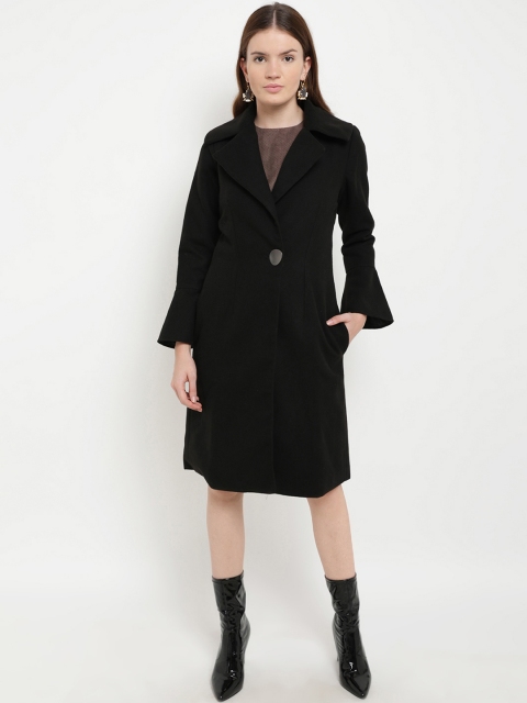 Kazo Women Black Solid Overcoat