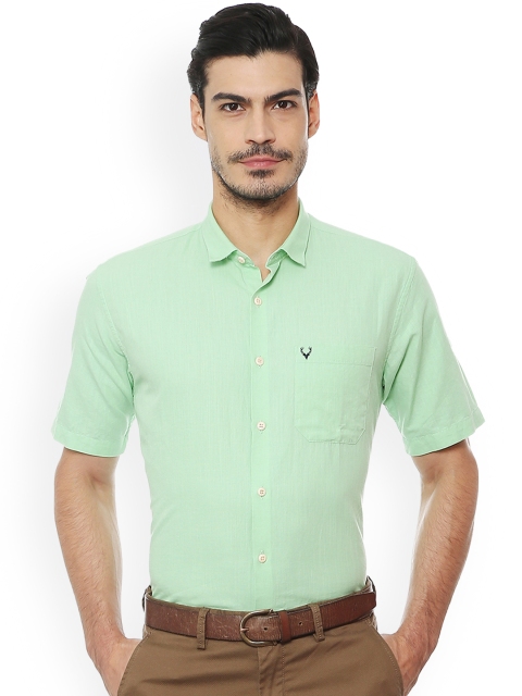 Allen Solly Men Green Slim Fit Solid Casual Shirt