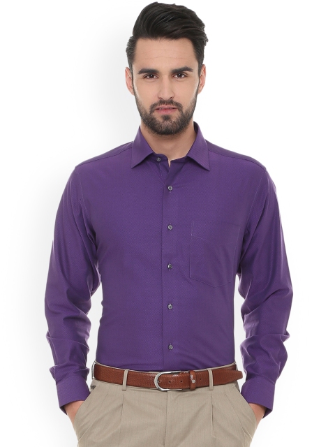 Van Heusen Men Purple Self Designed Formal Shirt