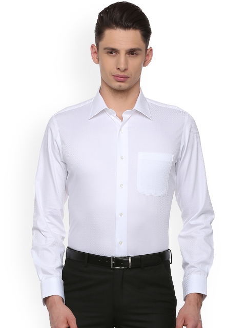 Van Heusen Men White Self Design Slim Fit Formal Shirt