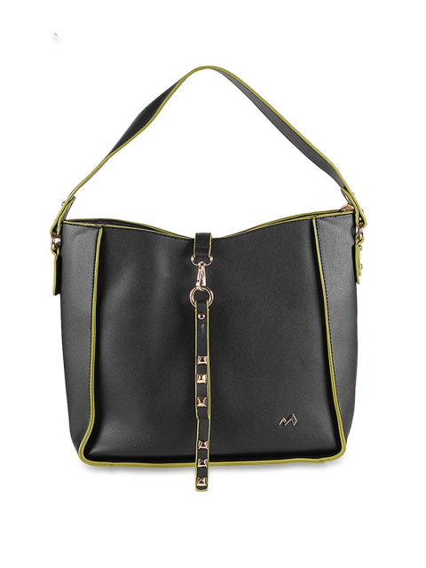 Metro Black Solid Hobo Bag