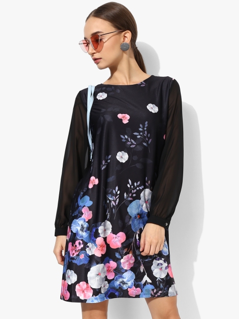 DOROTHY PERKINS Women Black & Blue Printed Shift Dress