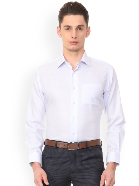 Van Heusen Men White Regular Fit Self Design Formal Shirt