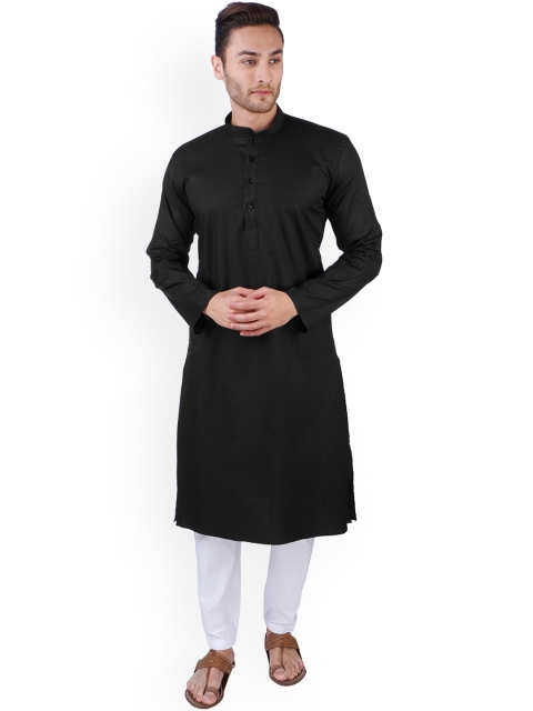RAJUBHAI HARGOVINDAS Men Black Solid Straight Kurta