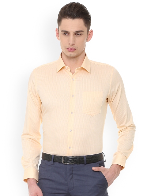 Van Heusen Men Yellow Slim Fit Checked Formal Shirt