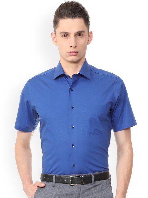 Van Heusen Men Blue Regular Fit Solid Formal Shirt
