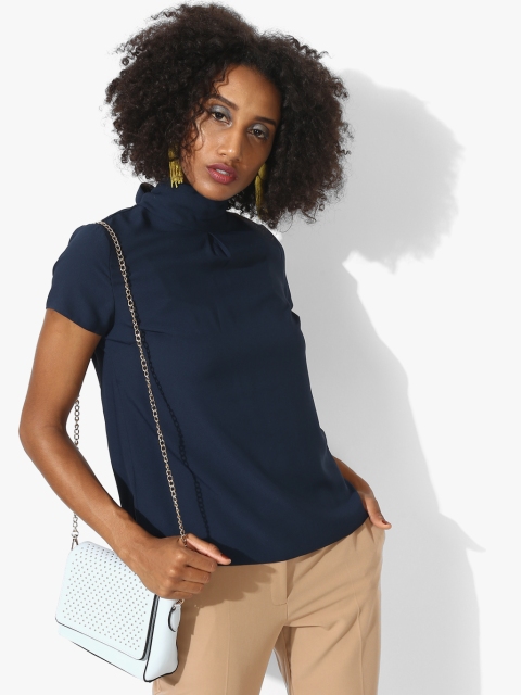 DOROTHY PERKINS Women Navy Blue Solid Styled Back Top