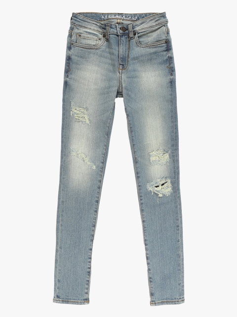 Aeropostale Women Blue Skinny Fit Low-Rise Low Distress Jeans