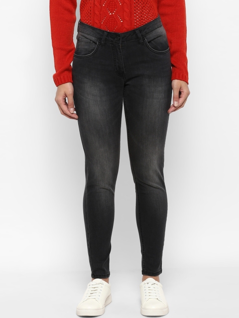 Park Avenue Women Charcoal Slim Fit Mid-Rise Clean Look Stretchable Jeans