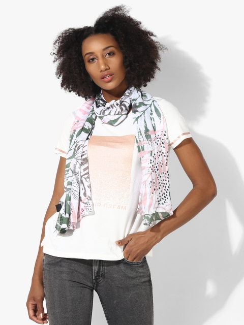 White Printed Scarf