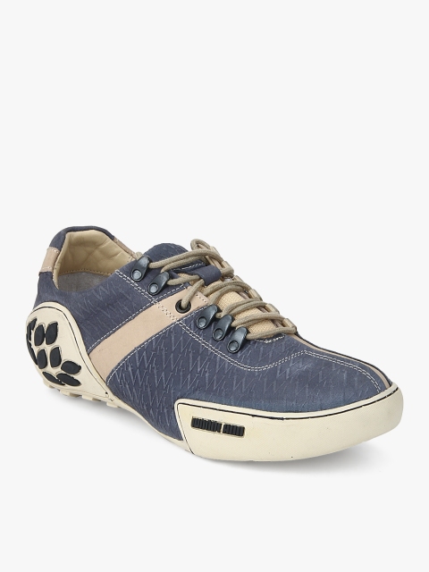 Woodland Men Navy Blue Solid Nubuck Leather Sneakers