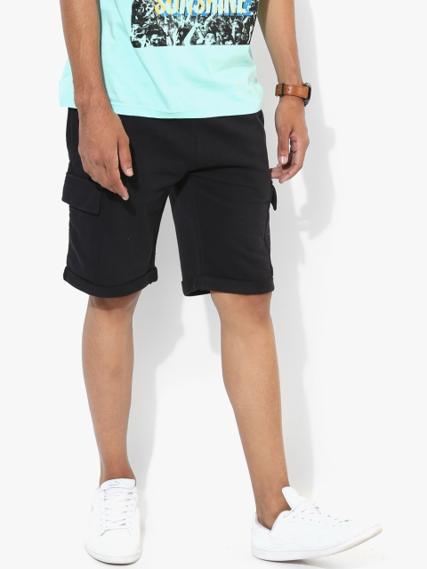 Celio Men Navy Blue Solid Regular Fit Regular Shorts