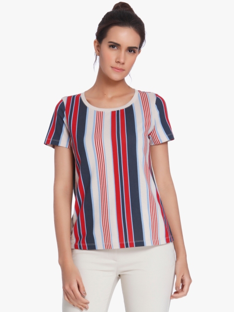 Vero Moda Women White Striped T-shirt