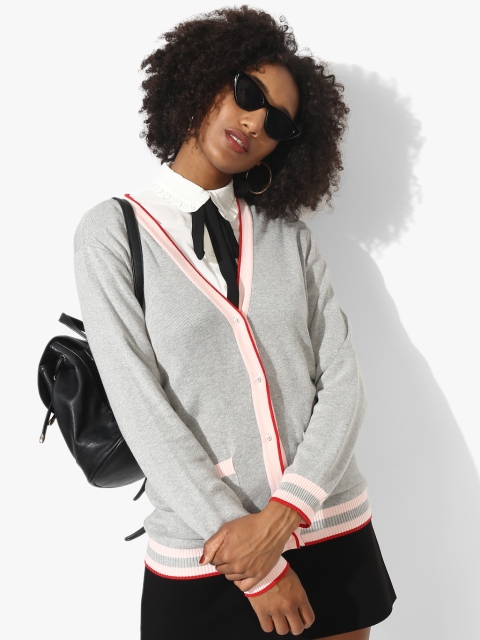 Grey Solid Cardigan