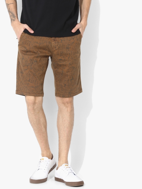 SPYKAR Men Brown Printed Slim Fit Regular Shorts