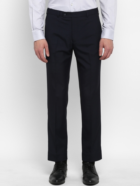 Park Avenue Men Blue Slim Fit Solid Formal Trousers