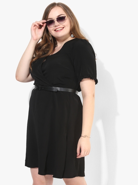 DOROTHY PERKINS Curve Black Coloured Solid Shift Dress