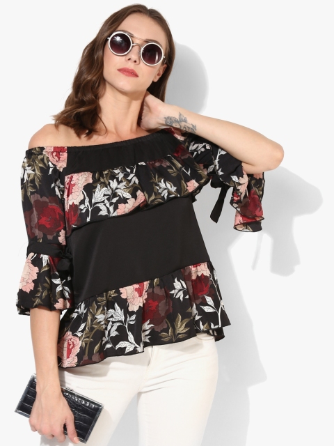 Deal Jeans Black Printed Blouse
