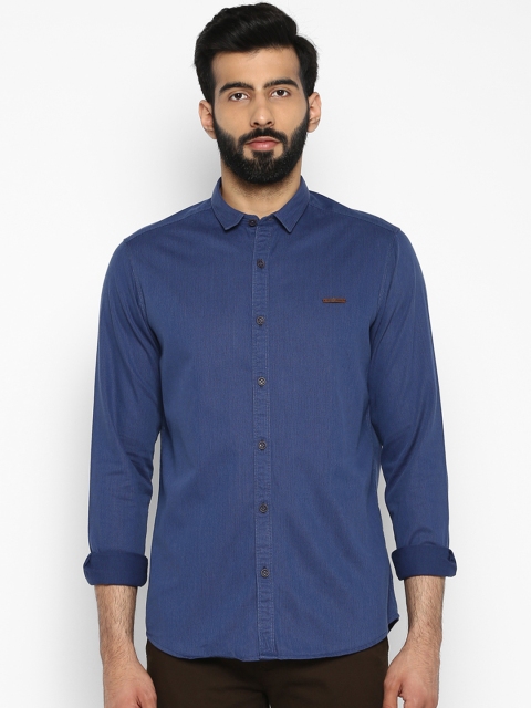 ColorPlus Men Blue Regular Fit Solid Casual Shirt