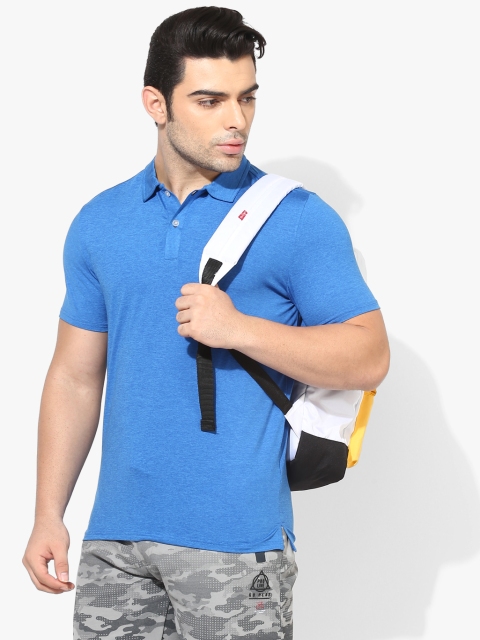 Blue Solid Regular Fit Polo T-Shirt