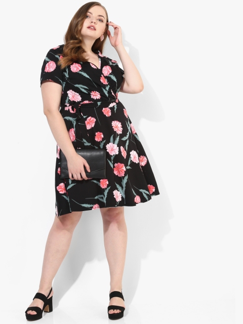 DOROTHY PERKINS Curve Black Coloured Printed Shift Dress