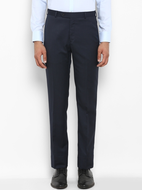 Raymond Men Blue Regular Fit Solid Formal Trousers
