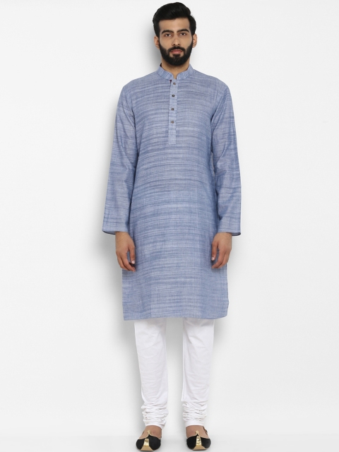 ethnix Men Blue Self Design Kurta with Pyjamas