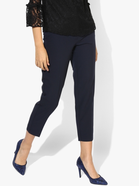 Navy Blue Solid Slim Fit Chinos