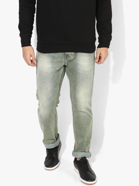 Green Washed Mid-Rise Straight Fit Jeans