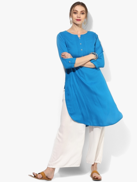 F Loop Blue Solid Kurta