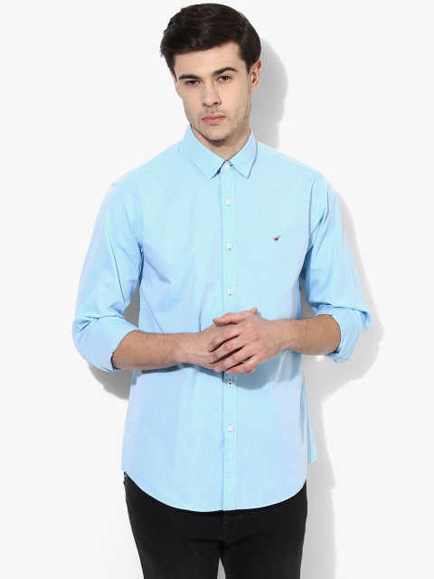 Light Blue Solid Slim Fit Casual Shirt