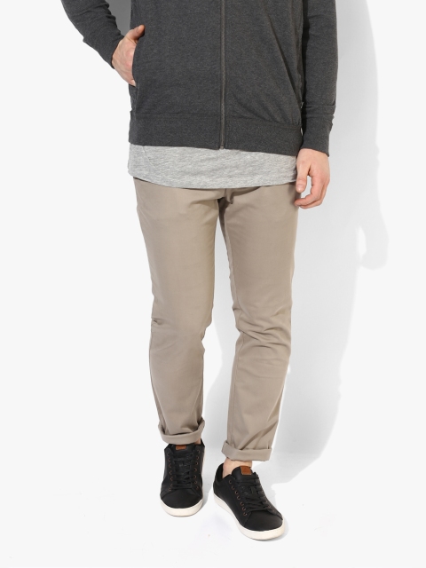 CODE by Lifestyle Men Beige Slim Fit Solid Regular Trousers