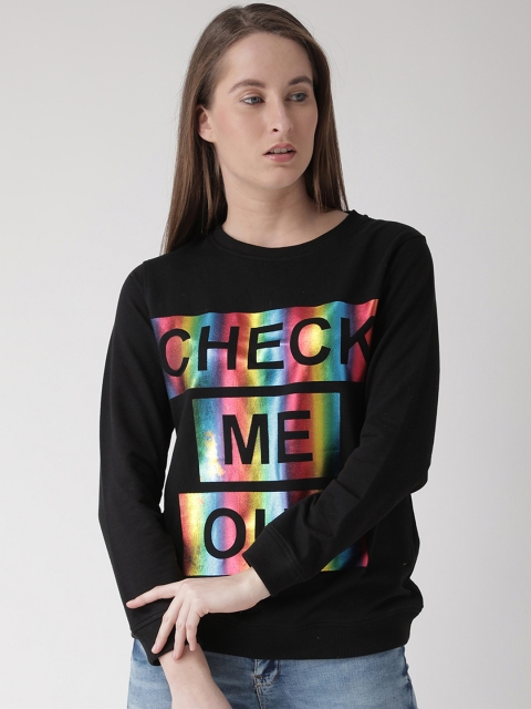 Club York Women Black Printed Sweatshirt