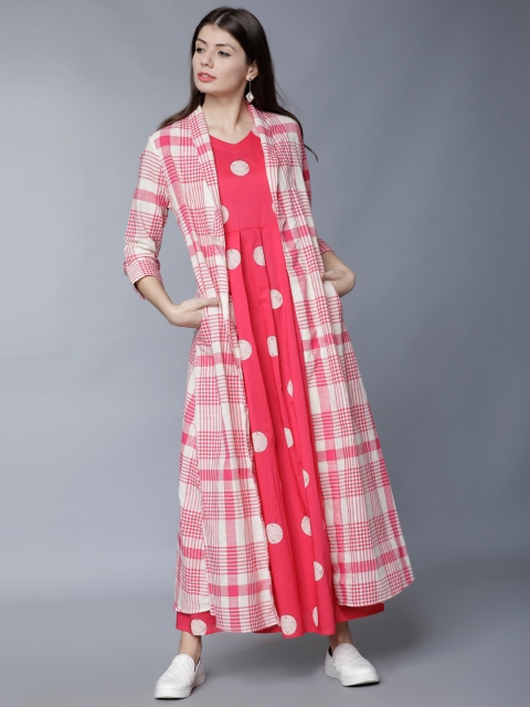 Vishudh Women Pink Printed Maxi Dress