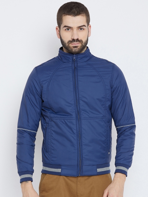 Duke Men Navy Blue Solid Lightweight Padded Jacket
