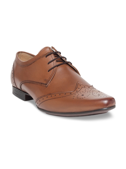 NOBLE CURVE Men Tan Brown Formal Leather Brogues