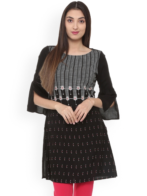 People Black Printed Tunic