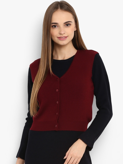 Monte Carlo Women Maroon Solid Front-Open