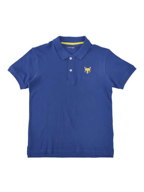 POPPERS by Pantaloons Boys Blue Solid Polo Collar T-shirt