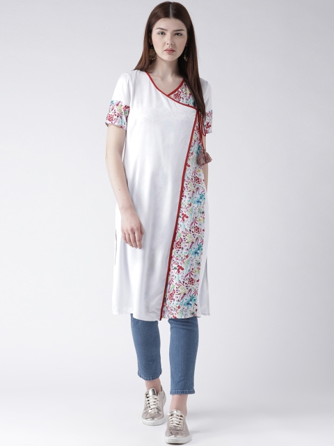 DODO & MOA Women White Printed Wrap Dress