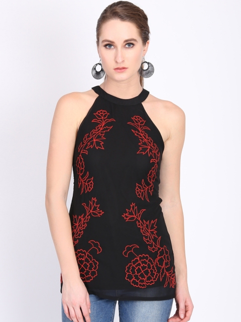 LA LOFT Black & Red Printed Tunic
