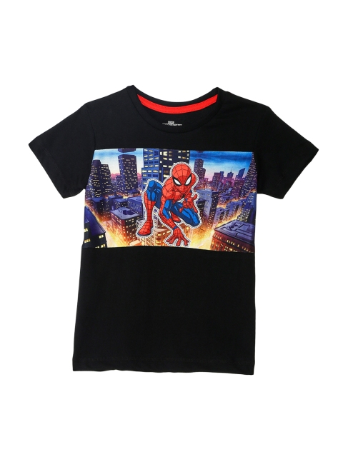 Kids Ville Spiderman featured Black Tshirt for Boys