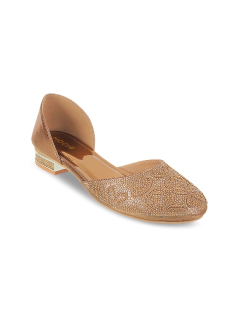 Mochi Women Gold-Toned Solid Pumps