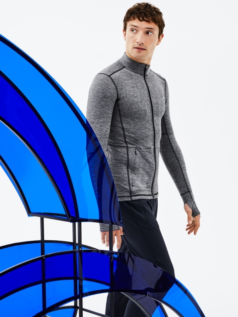 Grey Self Design Sweat Jacket