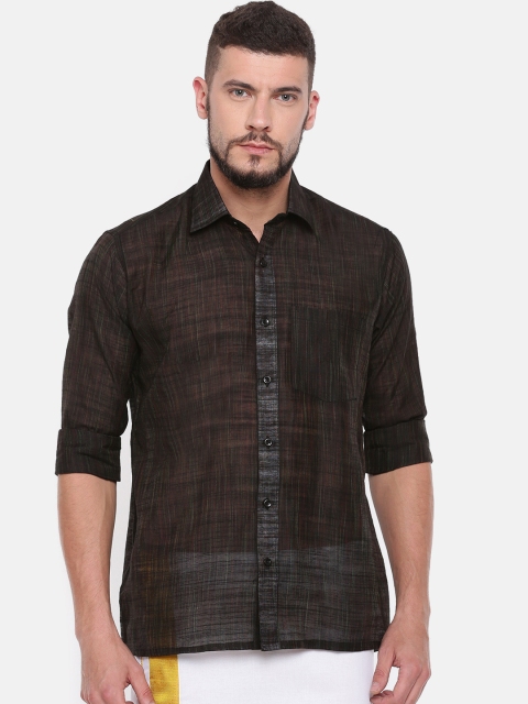 Cross Court Men Black Regular Fit Solid Casual Shirt