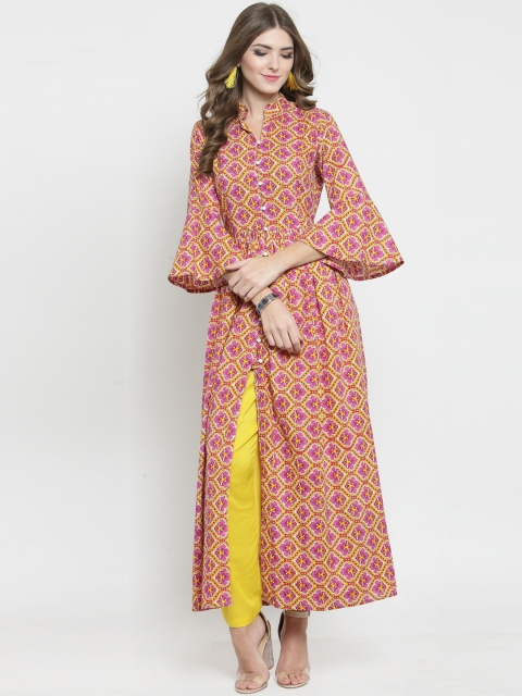 Sera Women Multicoloured Floral Printed High Slit Pure Cotton Kurta with Palazzos, Multi
Sera Women Multicoloured Floral Printed High Slit Pure Cotton Kurta with Palazzos, Multi