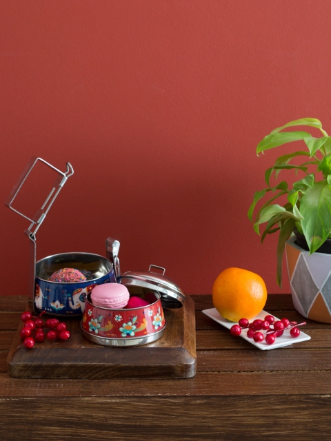 Chumbak Red & Navy Blue Monsoon Elephant Steel Lunch Box