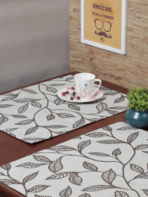 RANGRAGE Set of 6 Cream & Brown Handcrafted Table Placemats